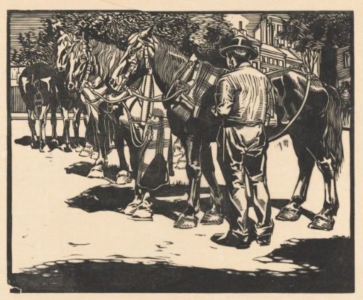 Omnibus horses on a square