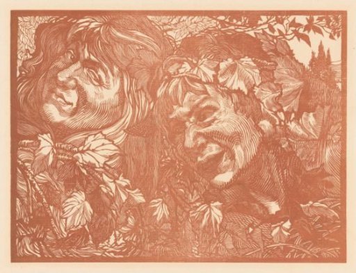 Two Bacchantes Surrounded by Vine Leaves