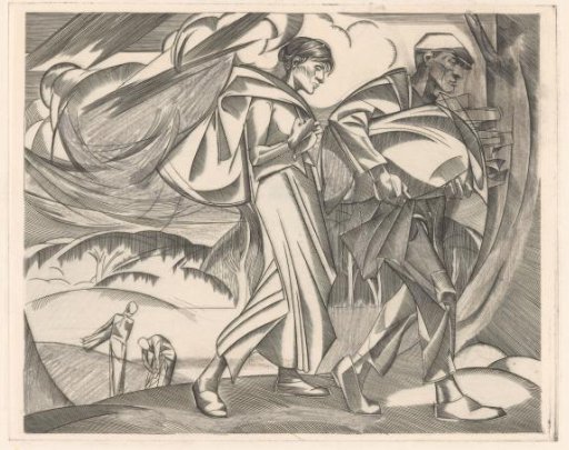 Man and Woman Carrying a Sack Each