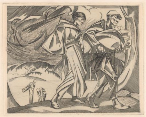 Man and Woman Carrying a Sack Each