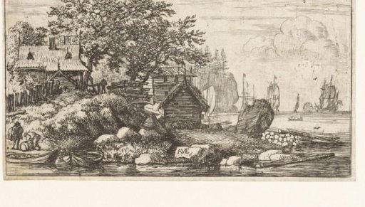 River landscape with two rowing boats