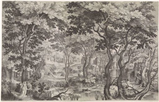 Walkers in a Wooded Landscape