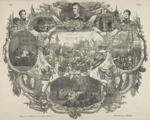 Commemorative print on the occasion of 50 years of Dutch independence