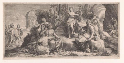 Apollo and the Muses with arriving soldiers