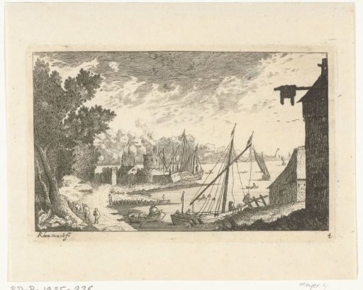 Fishing harbour with a ship coming alongside