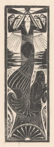 Woman with four clenched fists and triangular halo