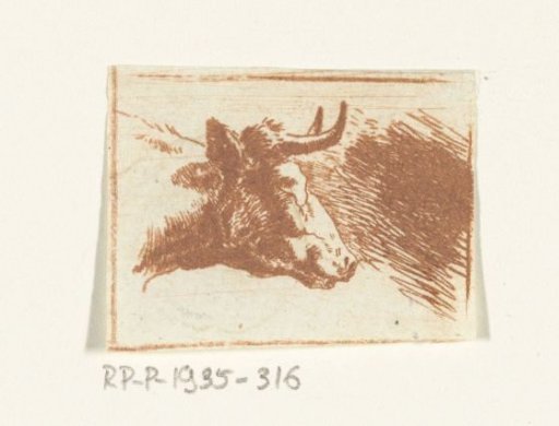 Head of a cow to the right
