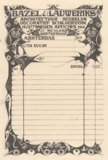 Invoice Karel de Bazel and Mathieu Lauweriks