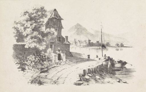 Country road along a lake