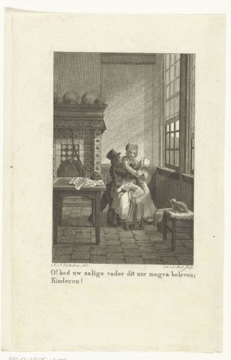 Interior with a Mother Embracing Her Two Children