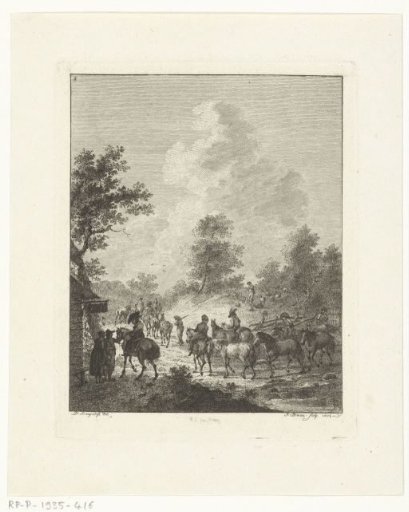 A group of cavalry horses at an inn