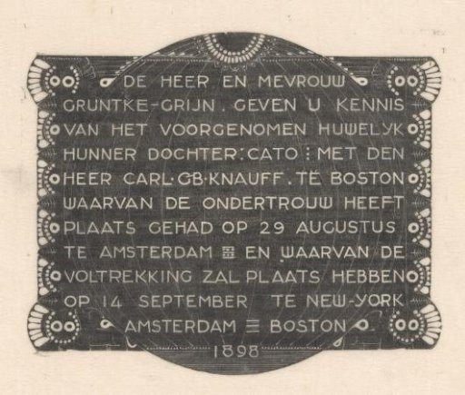 Wedding card Carl Knauff and Cato Gruntke