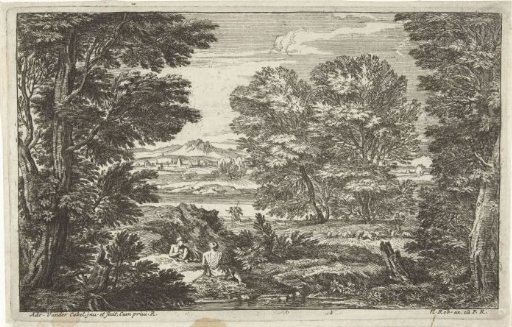 Landscape with two people sitting opposite each other
