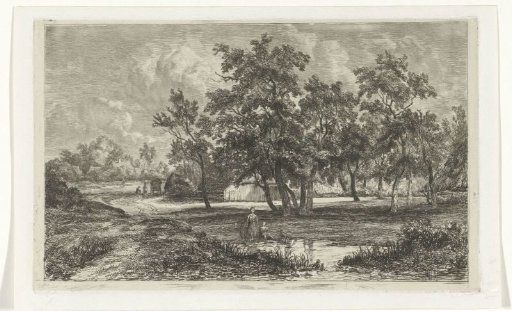 Landscape with a farm between the trees