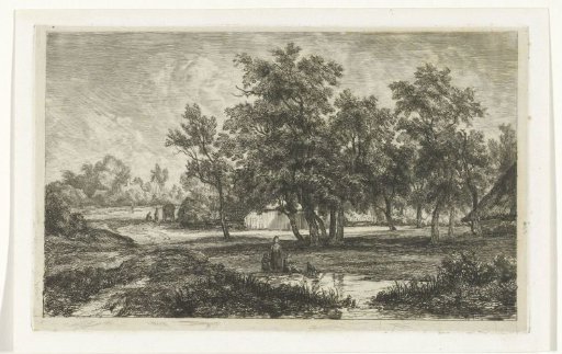 Landscape with a farm between the trees