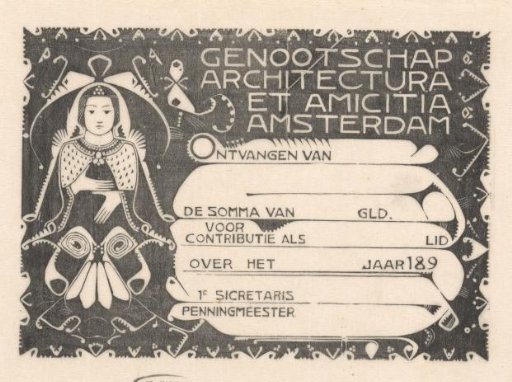Receipt of Architectura et Amicitia