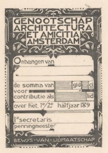 Receipt of Architectura et Amicitia