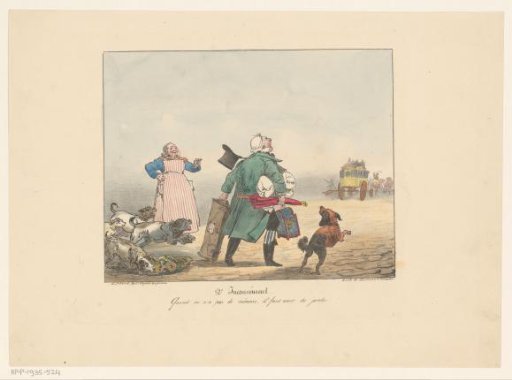 Dogs barking at a man who missed the omnibus