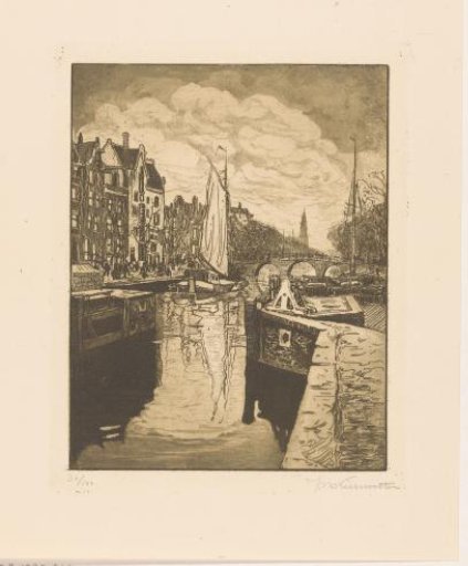 Canal with lock in Amsterdam