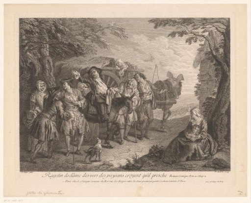 Ragotin on a horse among some peasants