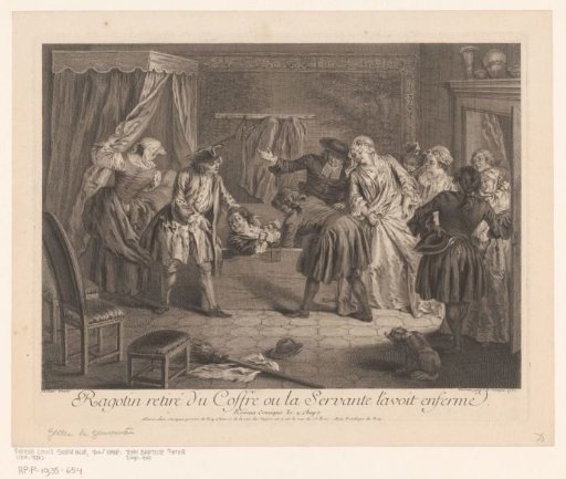 Bedroom interior with company and Ragotin in a chest