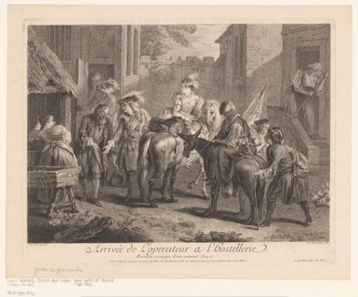 Company arriving at an inn