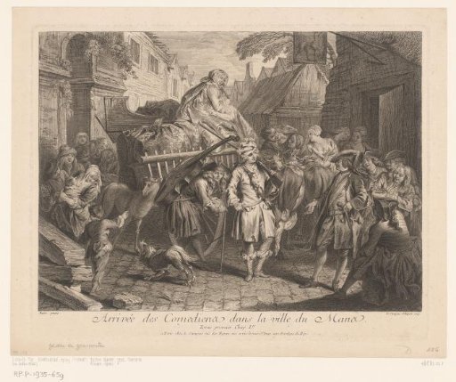 Arrival of a theatrical company in Mans