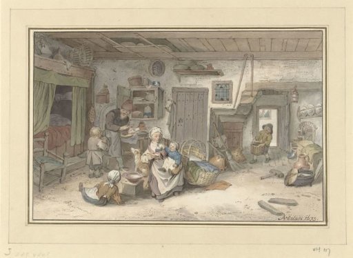 Interior with a peasant family