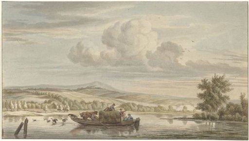 River view with a hay barge