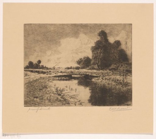Landscape with ditch and farmhouses