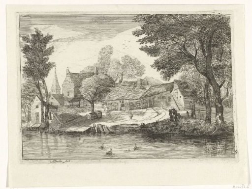 Village view by the water