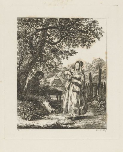 Man and woman in front of a farmhouse
