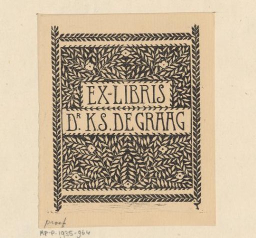 Ex libris of K.S. de Graag