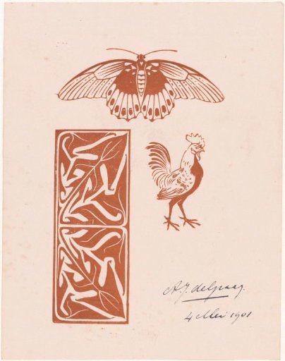 Butterfly, Rooster and Foliage