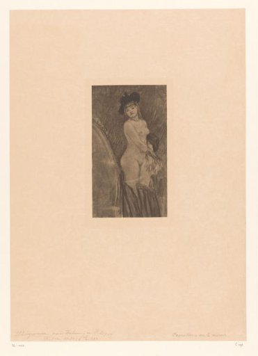 Woman changing clothes at a mirror