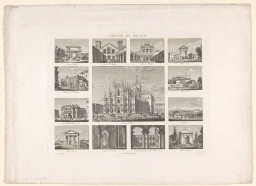 Views of important buildings and monuments in Milan