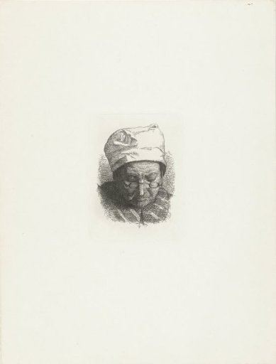 Head study of an old woman with spectacles