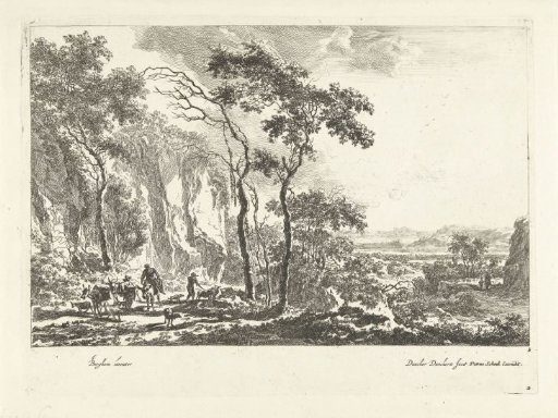 Italian Mountain Landscape with Mules, Shepherds and Cattle
