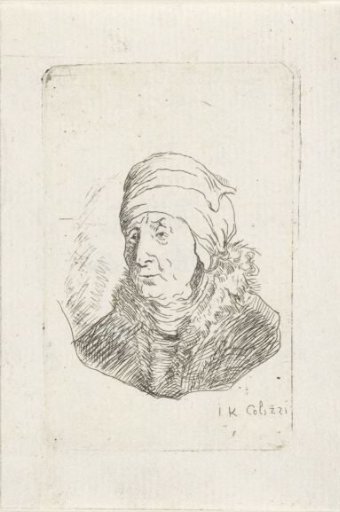 Portrait of an old woman with a headscarf