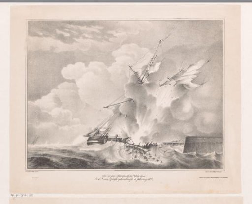 Ship of Commander Van Speyk Exploding