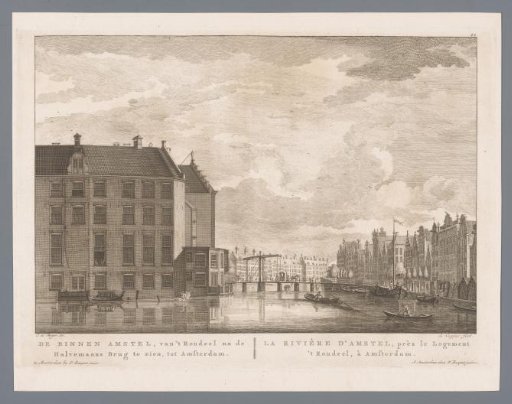 View of the Binnen-Amstel and the Halvemaansbrug in Amsterdam
