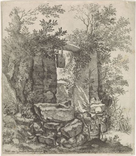 Ruined stone gate in a landscape