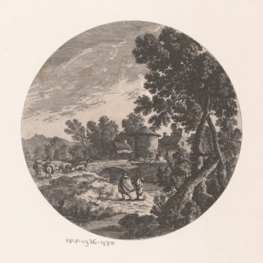 Landscape with figures and bridge