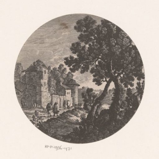 Landscape with figures and houses