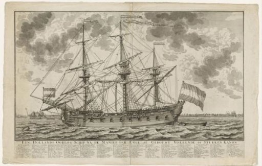 A Dutch Warship after the manner of the English buildings carrying 44 cannon pieces