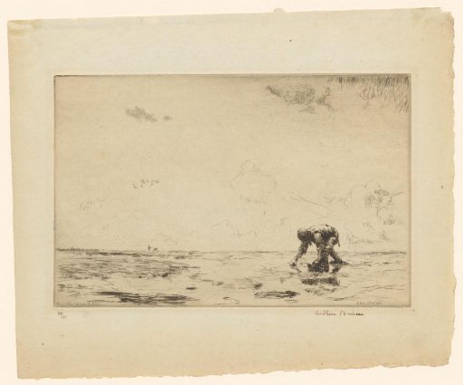 Man Gathering Shellfish on the Beach