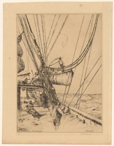 Sailors on a Ship Launching a Boat