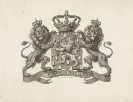 Coat of arms of the Netherlands with motto: Je Maintiendrai