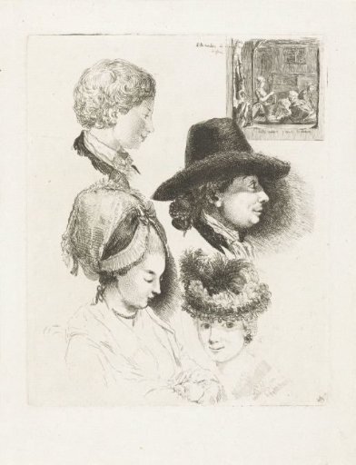 Study sheet with portraits of Louis Bernard Coclers and his family