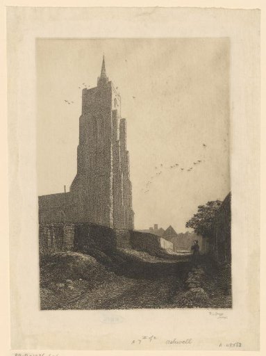 Path along the tower of the Church of St Mary the Virgin in Ashwell
